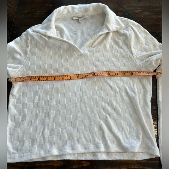 Atelier by Kirious Long Sleeve Cropped Checkered Weave Cream Sweater | Sz XL - Picture 4 of 5